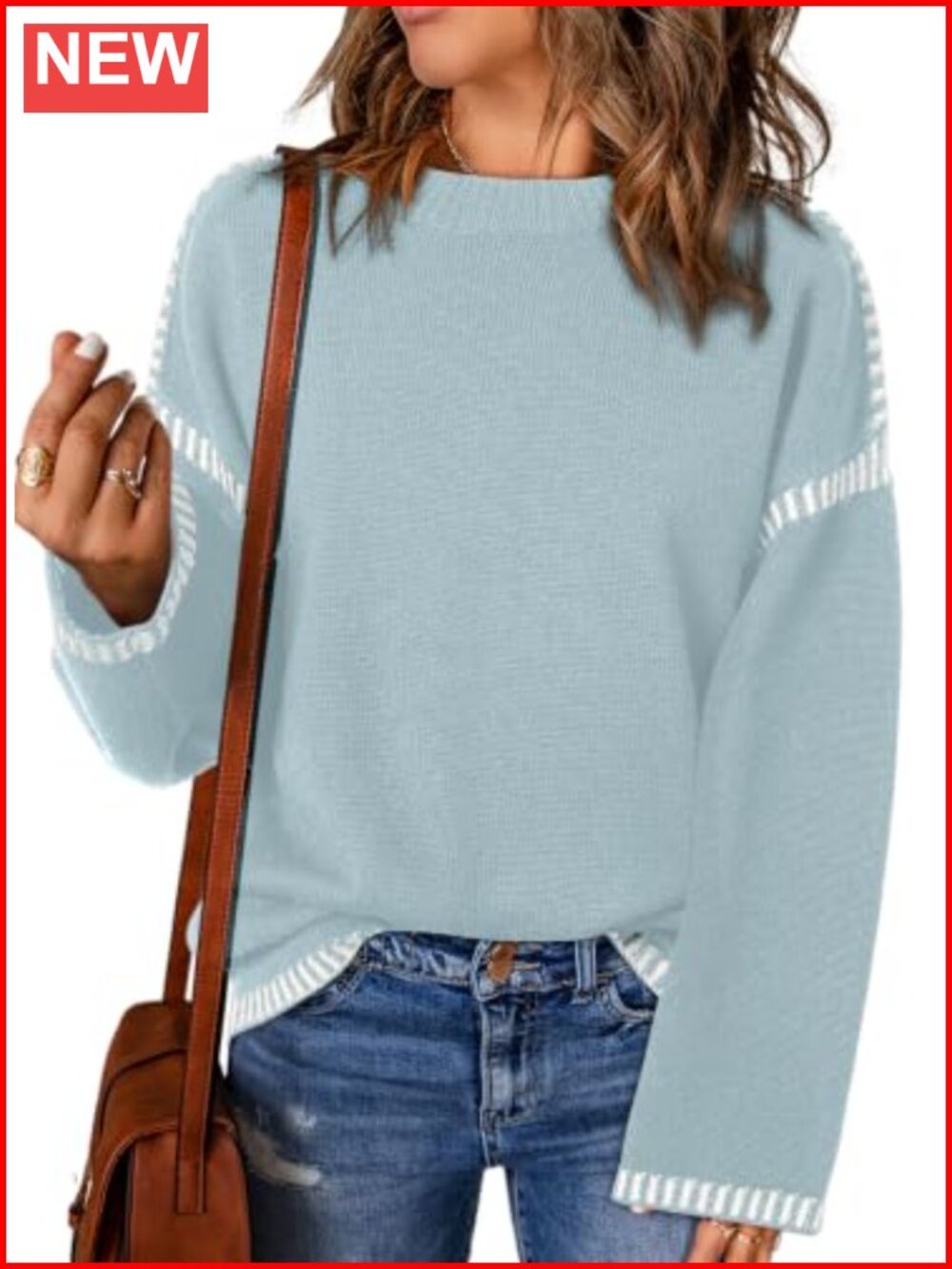 Oversized Crewneck Long Sleeve Cable Knit Pullover Sweater